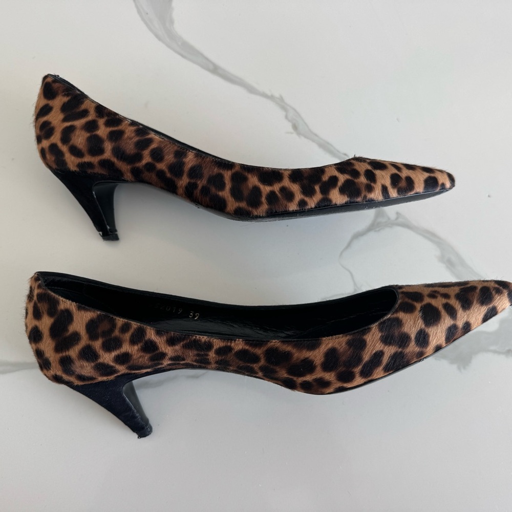 Saint Laurent Brown and Black Leopard Print Heels - Picture 10 of 14